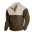 Winter Pullover - Elbow Patches - Button Neck - Sweater - Men's Clothing