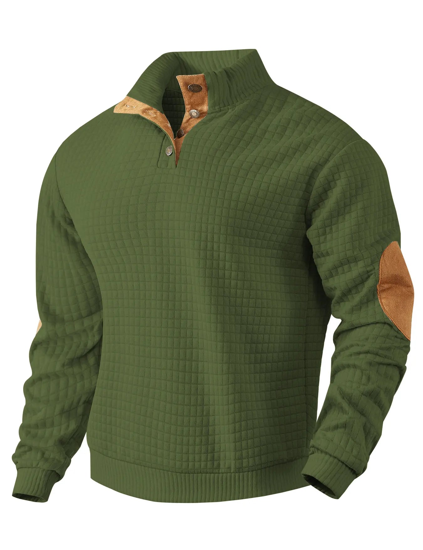 Sweatshirt - Men's Warm Waffle Pullover Sweater with Elbow Patches