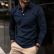 Polo Shirt - Men's Collared Long Sleeve Polo Shirt