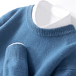 Knitted Jumper - Men's Warm Round Neck Knit Pullover Sweater
