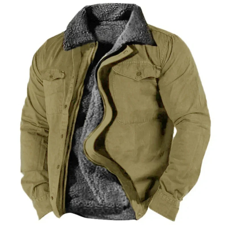 Winter Jacket - Men's Casual Zip-Up Fleece Lined Winter Coat