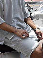 Two-Piece Set - Men's Oversized T-Shirt and Sweat Shorts Set