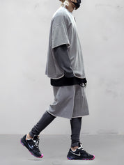 Two-Piece Set - Men's Oversized T-Shirt and Sweat Shorts Set