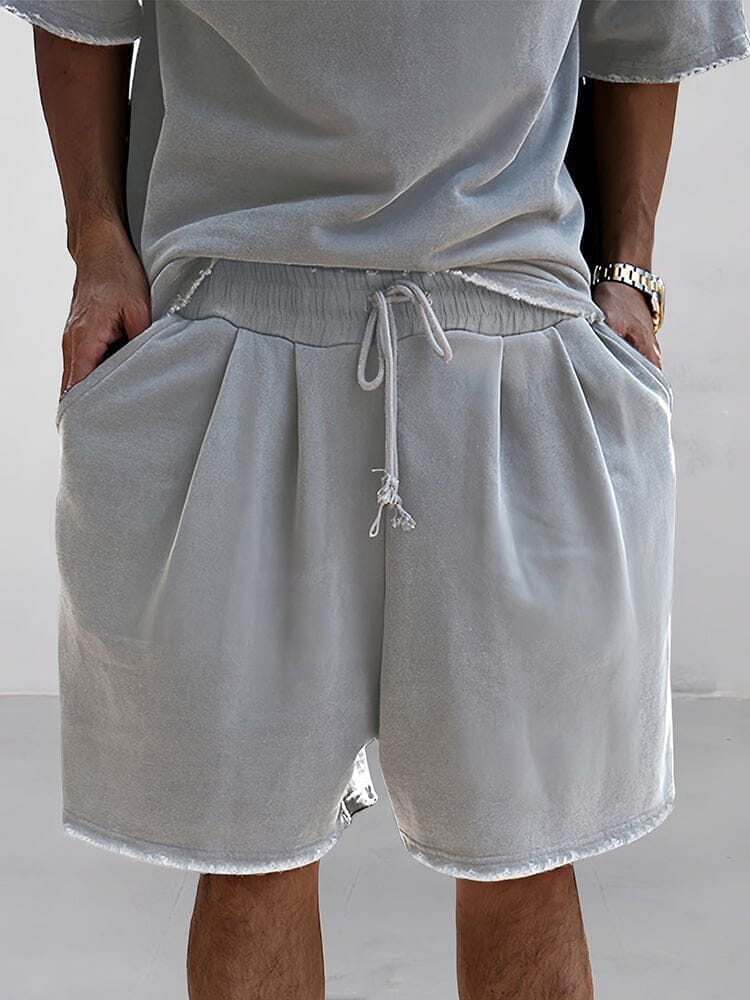 Two-Piece Set - Men's Oversized T-Shirt and Sweat Shorts Set