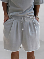 Two-Piece Set - Men's Oversized T-Shirt and Sweat Shorts Set