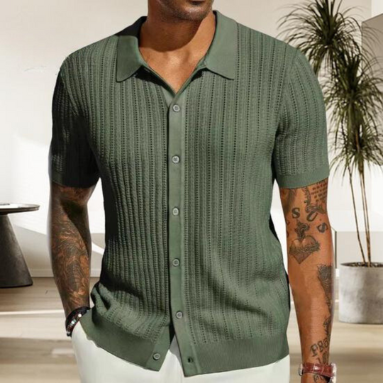 Polo Shirt - Button-Up - Lightweight - Summer Shirt - Men's Short Sleeve Shirt