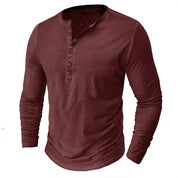 Long Sleeve T-Shirt - Half Buttoned - Pullover - Henley Shirt - Men's Shirt