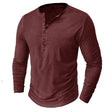 Long Sleeve T-Shirt - Half Buttoned - Pullover - Henley Shirt - Men's Shirt