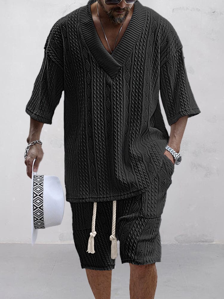 Two-Piece Set | Oversized T-Shirt | Knitted | Shirt and Shorts Set | Men's Summer Style