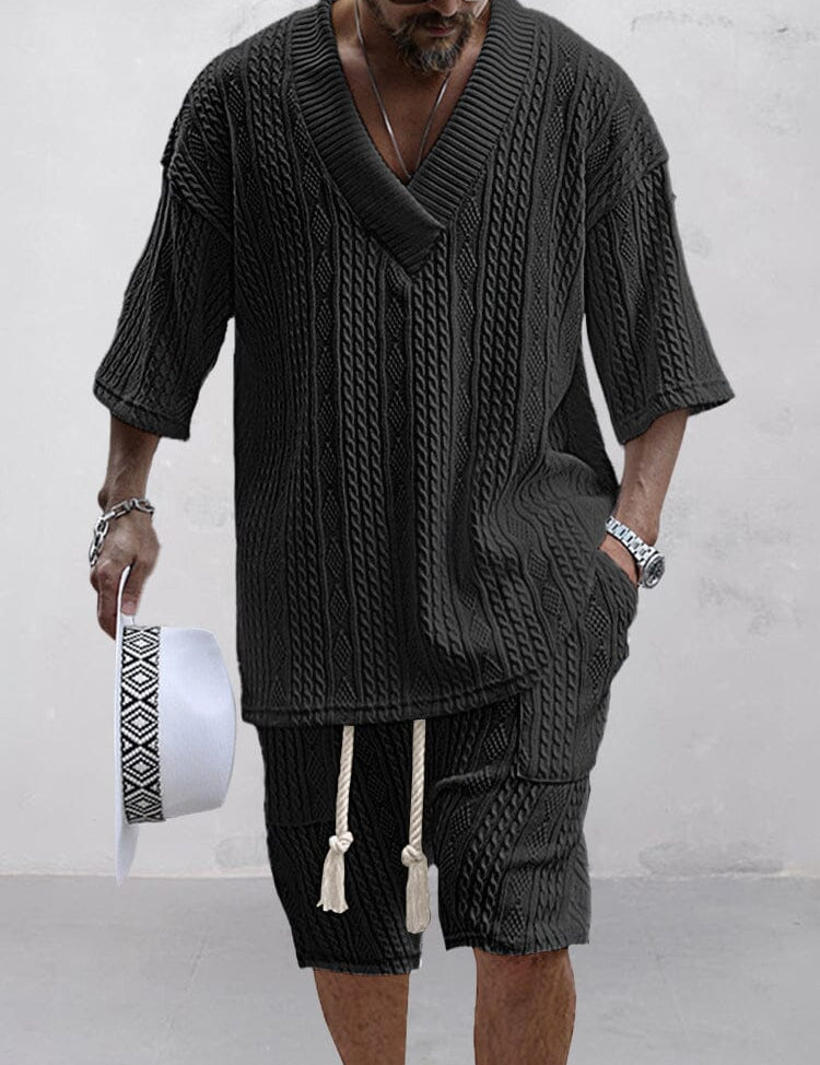 Two-Piece Set | Oversized T-Shirt | Knitted | Shirt and Shorts Set | Men's Summer Style