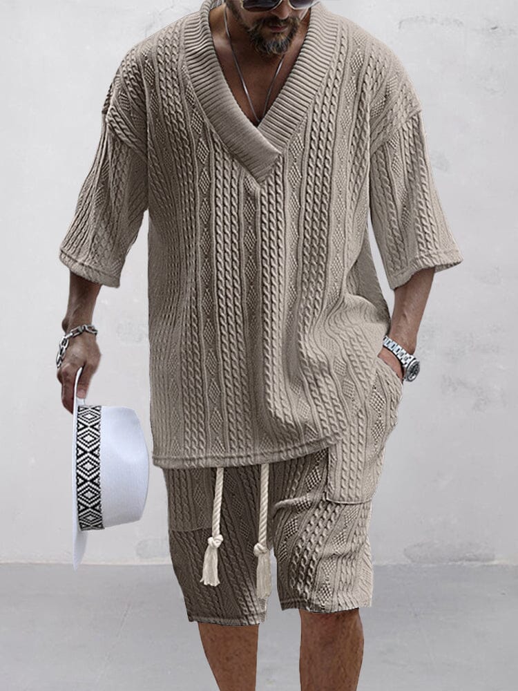 Two-Piece Set | Oversized T-Shirt | Knitted | Shirt and Shorts Set | Men's Summer Style