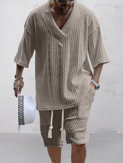 Two-Piece Set | Oversized T-Shirt | Knitted | Shirt and Shorts Set | Men's Summer Style