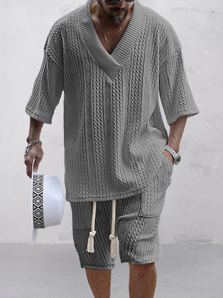 Two-Piece Set | Oversized T-Shirt | Knitted | Shirt and Shorts Set | Men's Summer Style