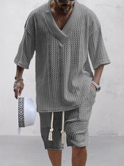 Two-Piece Set | Oversized T-Shirt | Knitted | Shirt and Shorts Set | Men's Summer Style