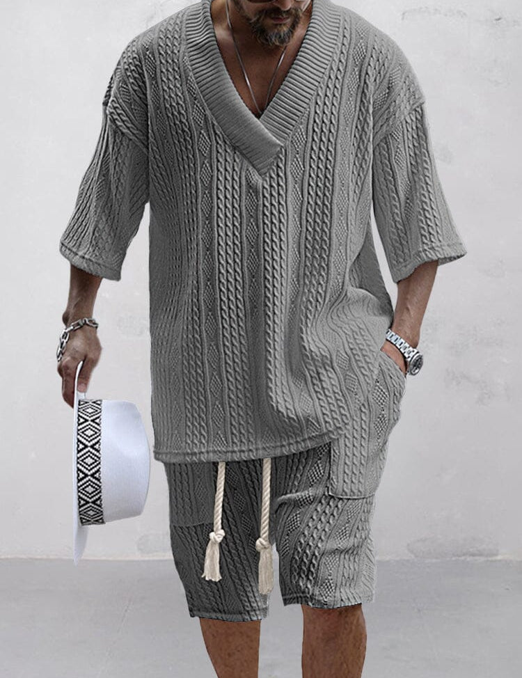 Two-Piece Set | Oversized T-Shirt | Knitted | Shirt and Shorts Set | Men's Summer Style