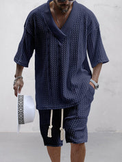 Two-Piece Set | Oversized T-Shirt | Knitted | Shirt and Shorts Set | Men's Summer Style