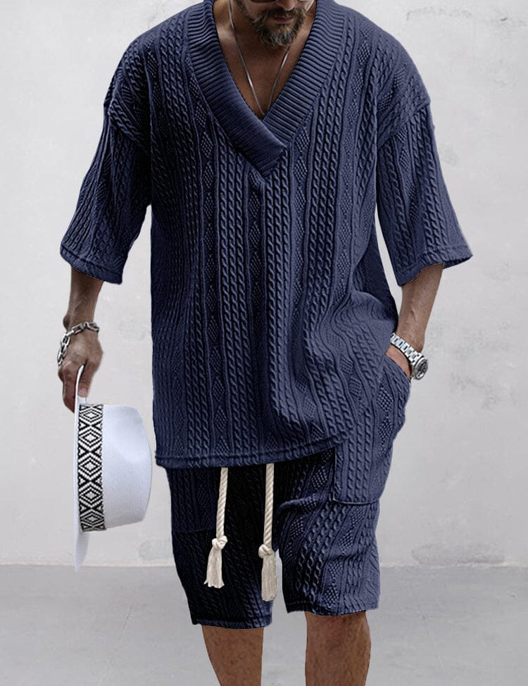 Two-Piece Set | Oversized T-Shirt | Knitted | Shirt and Shorts Set | Men's Summer Style
