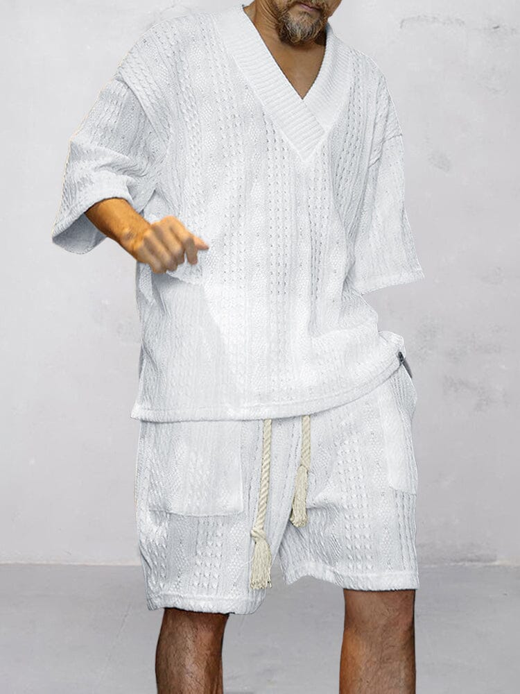 Two-Piece Set | Oversized T-Shirt | Knitted | Shirt and Shorts Set | Men's Summer Style