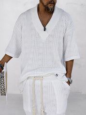 Two-Piece Set | Oversized T-Shirt | Knitted | Shirt and Shorts Set | Men's Summer Style
