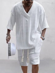 Two-Piece Set | Oversized T-Shirt | Knitted | Shirt and Shorts Set | Men's Summer Style