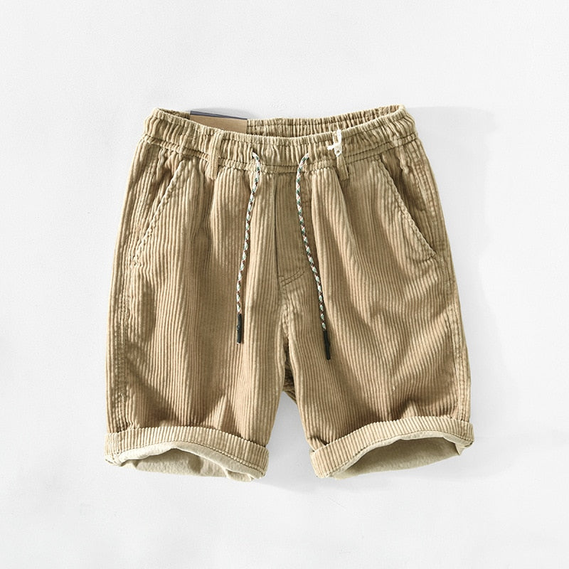 Corduroy Shorts - Men's Loose Fit Drawstring  Cord Shorts for Summer