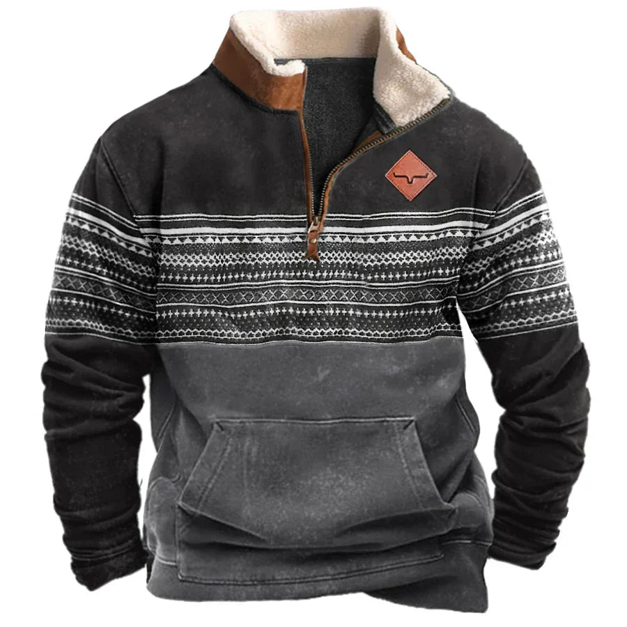 Men's Half Zip Pullover - Warm - Winter - Fleece Pullover - Men's Quarter Zip Sweater
