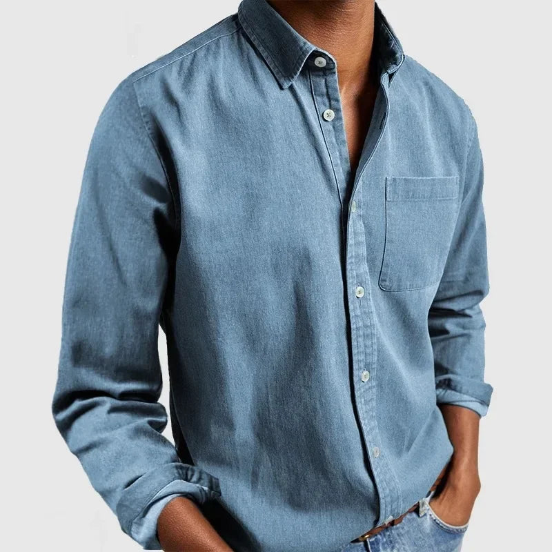 Button-Up Shirt | Long Sleeve | Collared | Denim Shirt | Men's Shirt