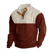 Winter Pullover - Elbow Patches - Button Neck - Sweater - Men's Clothing