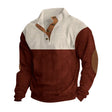 Winter Pullover - Elbow Patches - Button Neck - Sweater - Men's Clothing