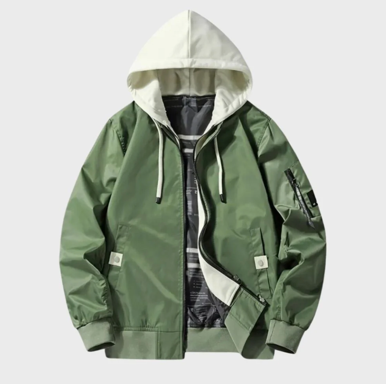 Bomber Jacket - Men's Hooded Zip-Up Windproof Autumn Jacket 