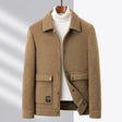 Wool Jacket - Men's Short Button-Up Jacket with Pockets