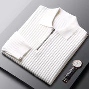 Quarter Zip Jumper - Men's Collared Knitted Polo Pullover Sweater