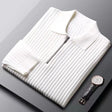 Quarter Zip Jumper - Men's Collared Knitted Polo Pullover Sweater