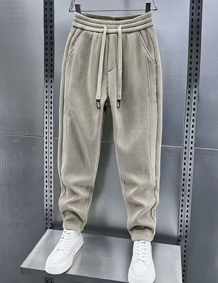 Corduroy Pants - Men's Elastic Waist Loose Fit Baggy Cord Pants