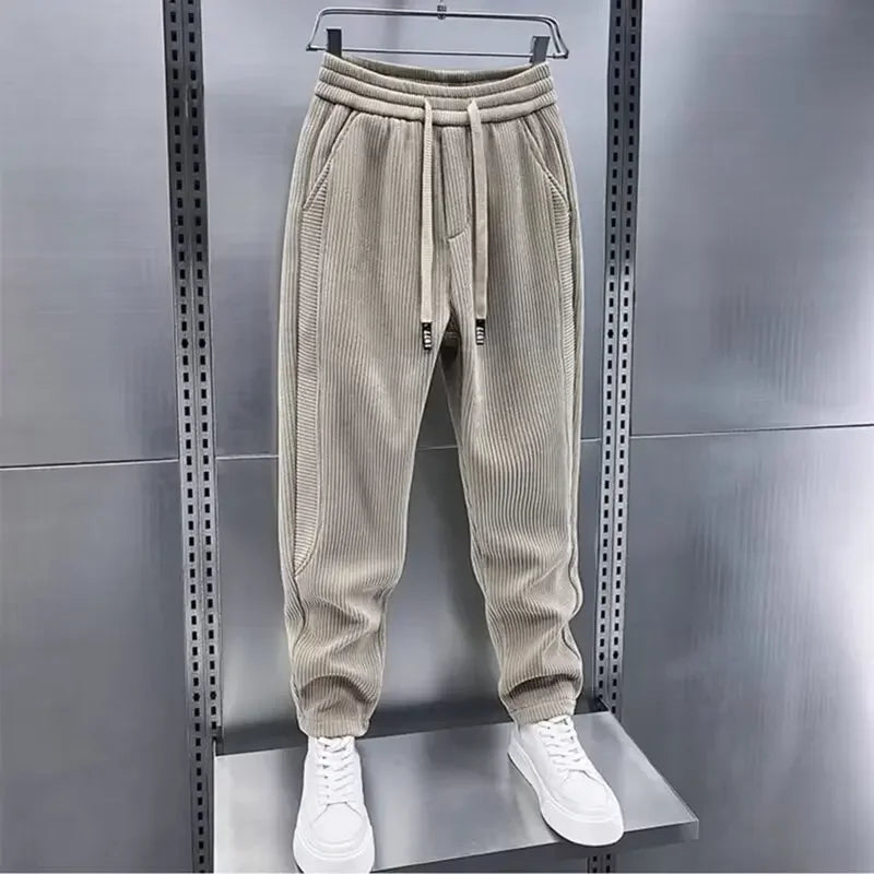 Corduroy Pants - Men's Elastic Waist Loose Fit Baggy Cord Pants