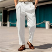 Dress Pants - Men's Straight Leg Pleated Business Casual Slack Pants 