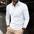 Polo Shirt - Men's Collared Long Sleeve Polo Shirt