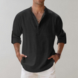 Linen Shirt - Men's Lightweight Half Button-Up Long Sleeve Summer Shirt