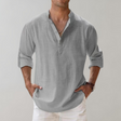 Linen Shirt - Men's Lightweight Half Button-Up Long Sleeve Summer Shirt
