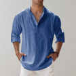 Linen Shirt - Men's Lightweight Half Button-Up Long Sleeve Summer Shirt