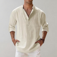 Linen Shirt - Men's Lightweight Half Button-Up Long Sleeve Summer Shirt