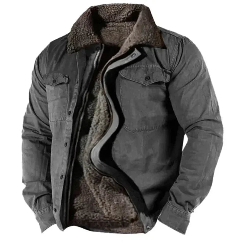 Winter Jacket - Men's Casual Zip-Up Fleece Lined Winter Coat