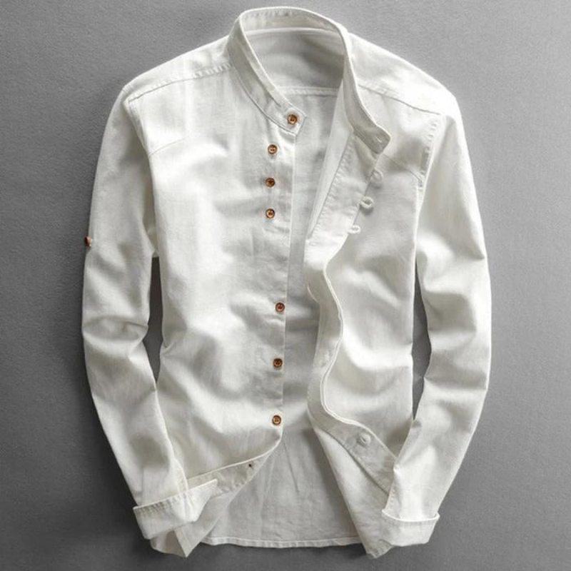 Shirt with Button Placket | Long-sleeved | Cotton | Linen Shirt | Men's Clothing-Southern-Taylor