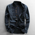 Shirt with Button Placket | Long-sleeved | Cotton | Linen Shirt | Men's Clothing