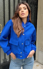 Bomber Jacket - Women's Button-Up Short Aviator Jacket