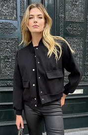 Bomber Jacket - Women's Button-Up Short Aviator Jacket
