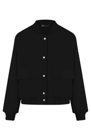 Bomber Jacket - Women's Button-Up Short Aviator Jacket