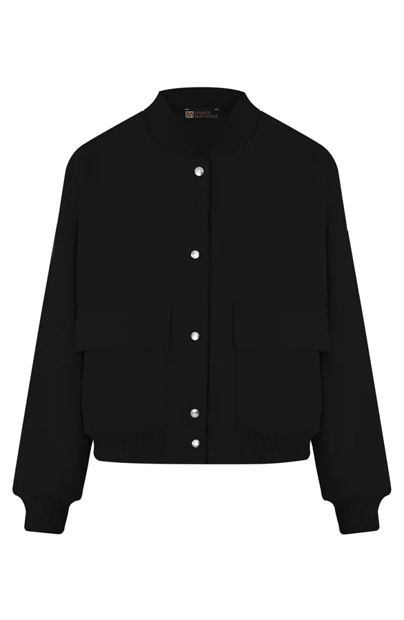 Bomber Jacket - Women's Button-Up Short Aviator Jacket