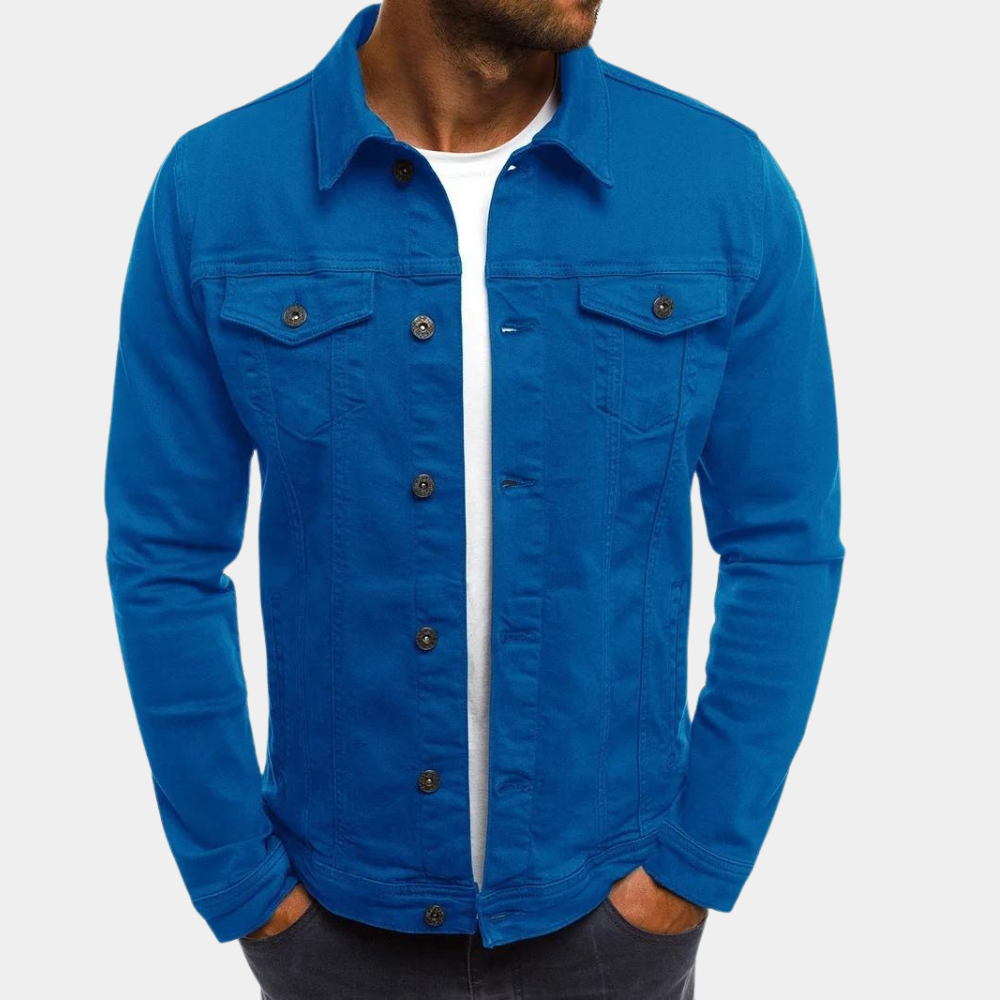 Denim Jacket - Men's Classic Button-Up Jean Jacket for Summer
