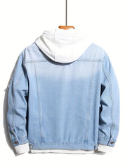 Denim Jacket - Casual - Light Blue -  Jean  Jacket with Patches - Men's Jacket